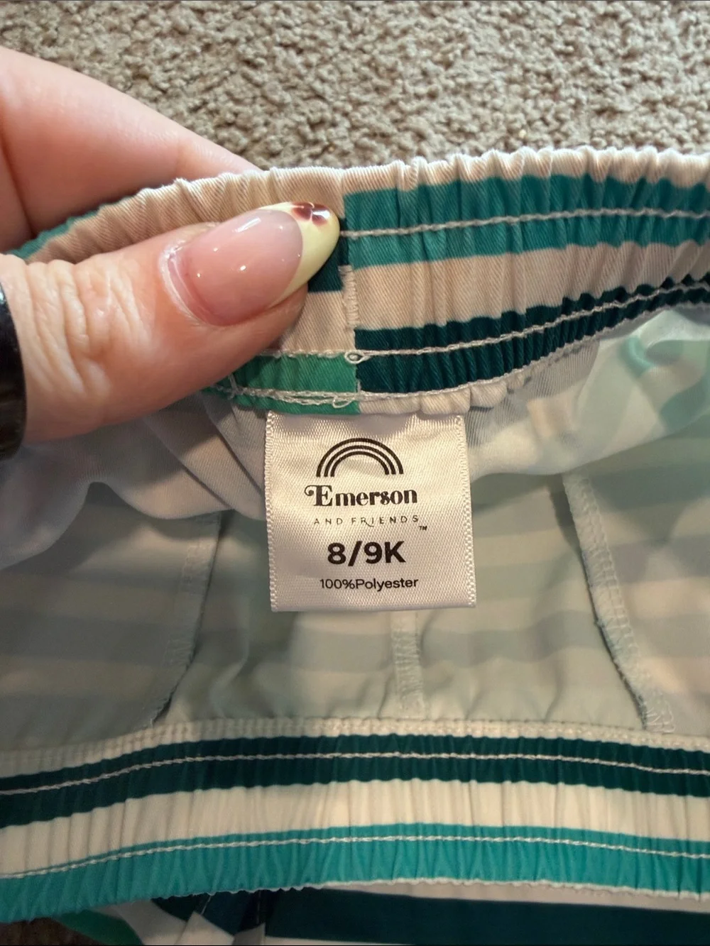 B69 Emerson & Friends 8/9k Kids Striped Swim Shorts, Pilling and stain